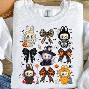Monsters Halloween Shirt, Halloween Girly Shirt, Coquette Bow Spooky Doll Monster Characters T-shirt, Monster Doll Horror Tee, Spooky Season