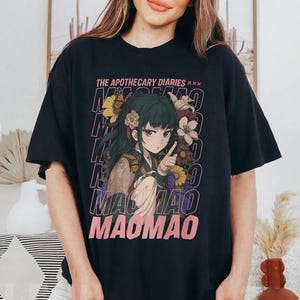 Camiseta Maomao, linda camiseta de manga, inspirada en el anime &quot;Diarios de boticario&quot;, camiseta de estética japonesa, regalo para fanáticos del anime