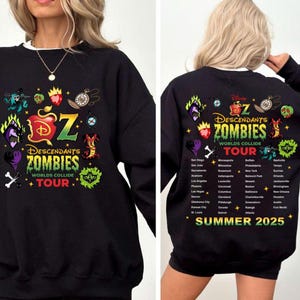 Descendants Zombies Worlds Collide Tour Shirt, D.isn.ey Channel Descendant Zombies World Tour Concert Music Festival Fan Gift