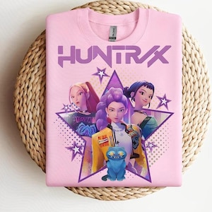 Huntrx Kpop Demon Hunters Sweatshirt Rumi Mira Zoey Graphic Tee Anime Kpop Girl Group Demon Hunter Pop Music Top