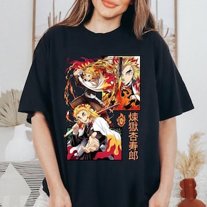 Camisa Demon Slayer, Camisa Rengoku Kyojuro, Camisa Anime Rengoku Demon Slayer, Camisa Anime Manga, Camiseta Kimetsu No Yaiba, Camiseta estilo mangá