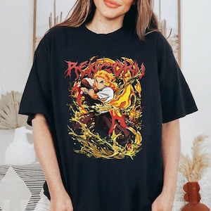 Camisa Rengoku Vintage, Moletom Rengoku, Camisa Unissex para Presente, Presente para Amantes de Anime, Camiseta Demon Slayer, Moletom com Capuz