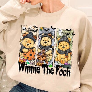Retro Halloween Spooky Bear Shirt, Cartoon Halloween Tee, Spooky Ghost Bear And Friends Hoodie, Trendy Cartoon Halloween Shirt Design