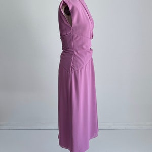 1970s Miss Elliette Lilac Wrap Style Dress, Asymmetrical Dress, Lilac Chiffon Dress, Evening Dress, Bridesmaid Dress, Size Small, S, 2-4 image 4