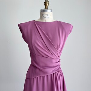 1970s Miss Elliette Lilac Wrap Style Dress, Asymmetrical Dress, Lilac Chiffon Dress, Evening Dress, Bridesmaid Dress, Size Small, S, 2-4 image 3