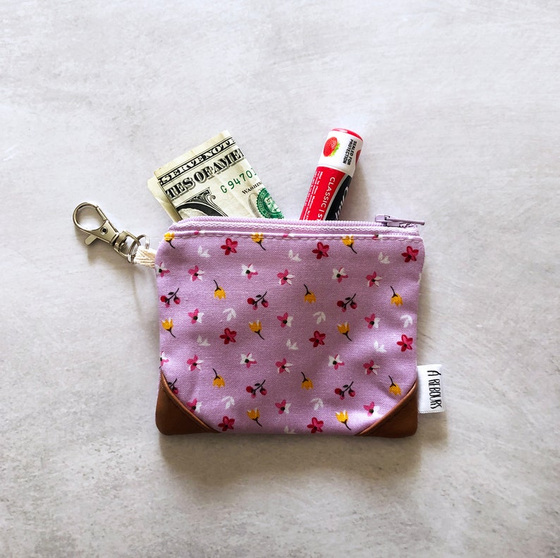 Purple Special Campaign Floral Coin Purse Mini Zipper low-pricing Pouch H Tiny Wallet