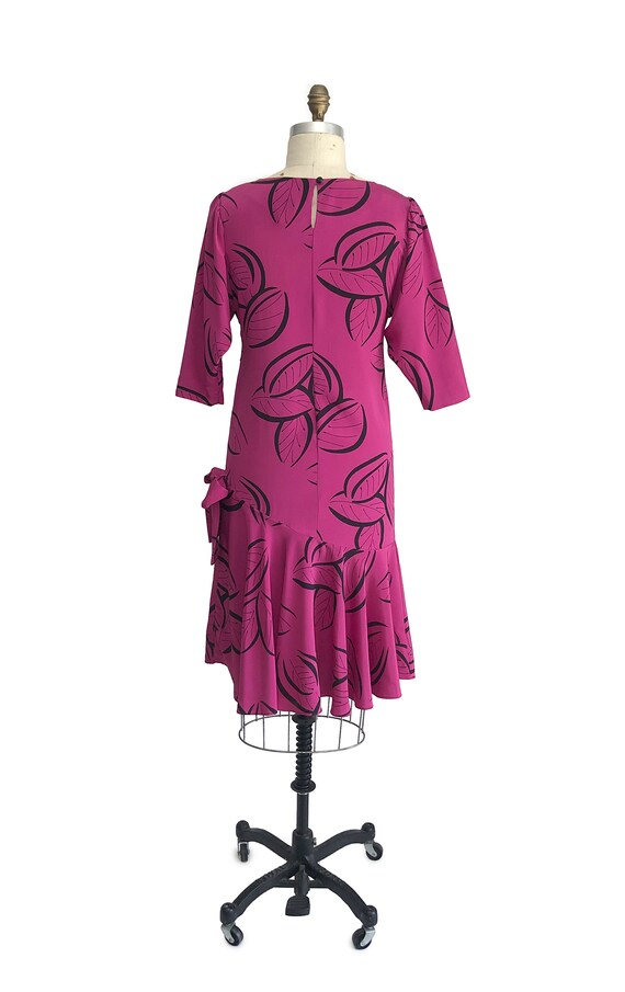 Vintage 80s PBJ Magenta Party Dress with Black Ab… - image 4