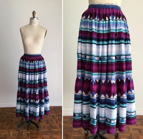 Vintage Western Tiered Skirt, Full Ruffle Skirt, … - image 1