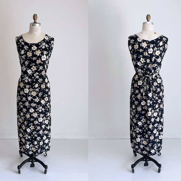 90s Floral Laceup Gown (S/M)