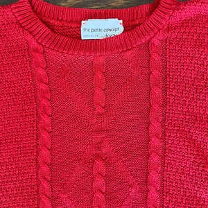 Haut tricoté par câble rouge vintage des années 1970-1980, chemise pull légère, manche Dolman Cap, haut tricoté, pull dété vintage, petit, S image 6