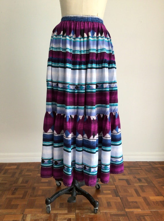 Vintage Western Tiered Skirt, Full Ruffle Skirt, … - image 5
