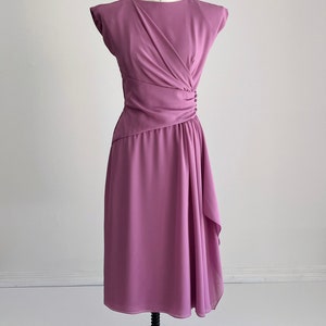1970s Miss Elliette Lilac Wrap Style Dress, Asymmetrical Dress, Lilac Chiffon Dress, Evening Dress, Bridesmaid Dress, Size Small, S, 2-4 image 2