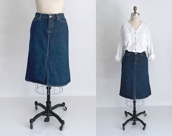 Vintage Gap Five Pocket Jean Skirt, A-Line Skirt, 90s Jean Skirt, Dark Wash Denim Skirt, 90s-Y2k era Jean Skirt, Size 2, 28W, 28 Waist,