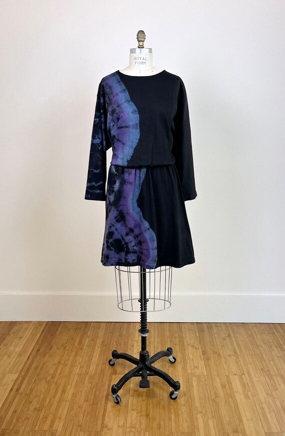 Vintage 80s 90s Black, Blue, and Purple Tie Dye S… - image 2