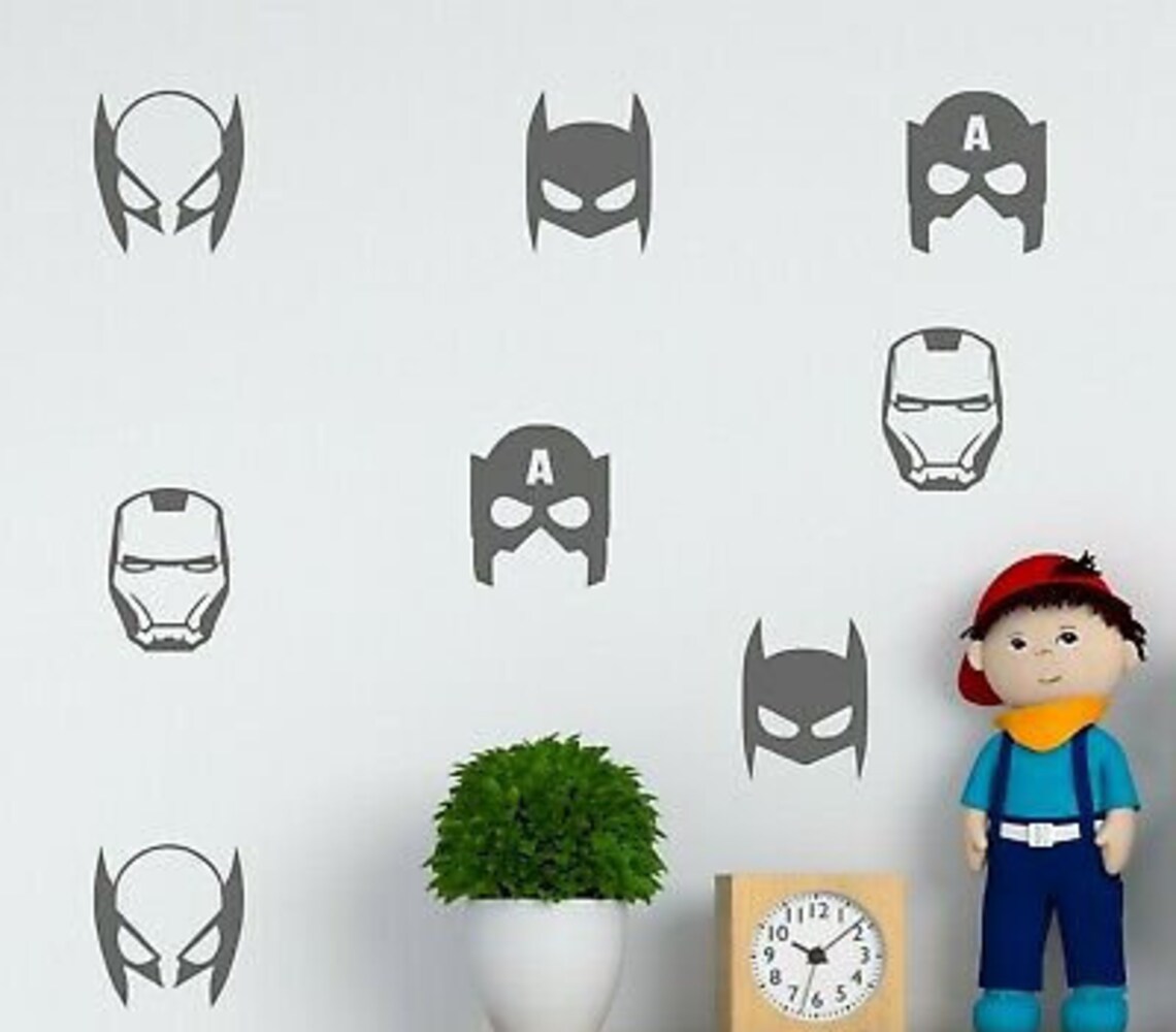 Set of Mixed Superhero wall decals stickers wall pattern Etsy