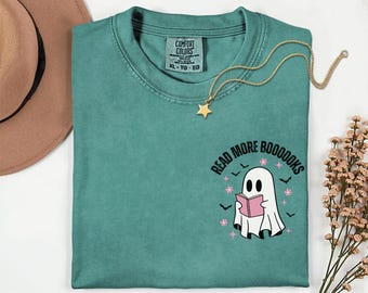 Comfort Colors ゴーストリーディングシャツ | Bookish Halloween Tシャツ