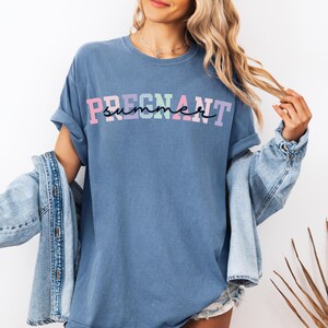 Comfort Colors Pregnancy Announcement T-Shirt: Summer Mom Tee