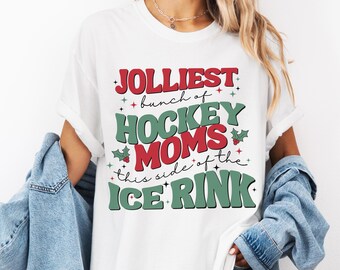 Jolliest Bunch of Hockey Moms Comfort Colors Christmas Shirt