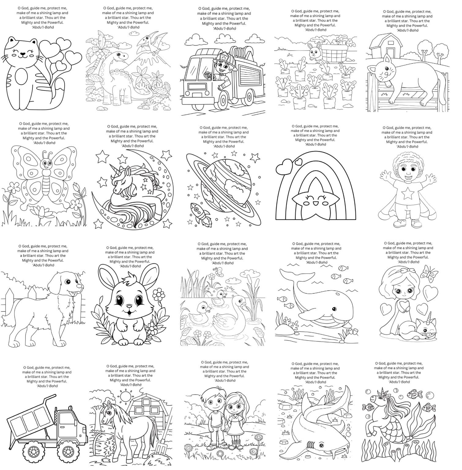 20 Printable Bahai Prayer Coloring Pages, 20 Page Bundle, O God Guide ...