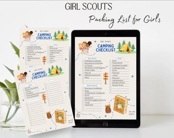 Girl Scout Camping Packliste für Mädchen, Checkliste, druckbares PDF