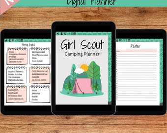 Pfadfinderführerin Digitaler Camping Planner, Kalender, Journal, Menü, Einkaufsliste, Für iPads und Goodnotes, digitaler Download, Hyperlinks