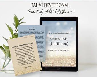 Archivo digital imprimible de la Fiesta Baha'i de Diecinueve Días, Programa devocional de la Fiesta de Ala (Altivez), 10 lecturas, oraciones, Fiesta de 19 días