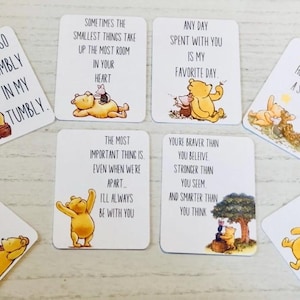 8 cartes citations classiques recto-verso de Winnie l'ourson. Bébé Winnie l'ourson/ Winnie l'ourson classique/ Baby Shower/ Fête d'anniversaire/