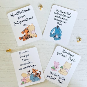 8 cartes de citation recto-verso pour bébé Winnie l'ourson. Bébé Winnie l'ourson / Winnie l'ourson classique / Baby Shower / Fête d'anniversaire / Sexe révélé.