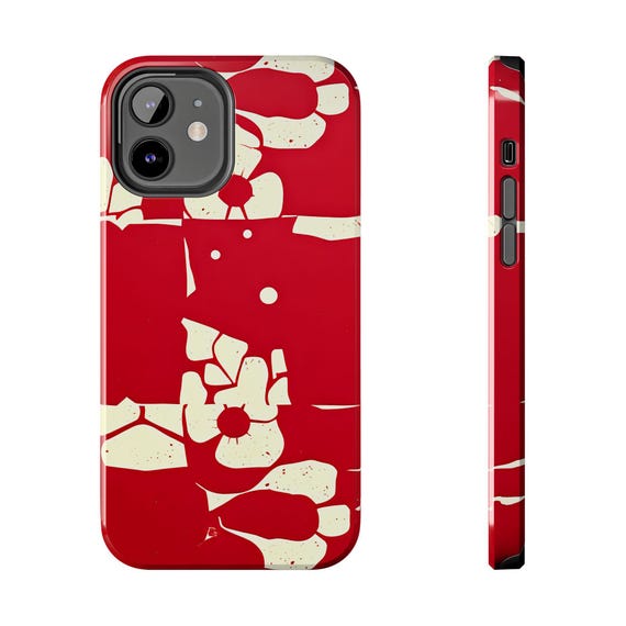 Bold Floral Tough Phone Cases, Stylish Cherry Red Phone Cover