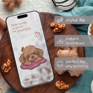 Schlafender Maltipoo Welpe Clipart | Süßer Cartoon-Hund PNG | Digitaler Download für T-Shirt, Tasse, Wandkunst, Kinderzimmer | 300 DPI Druckbares Geschenk