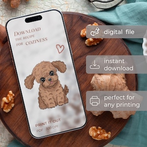Cute Cartoon Poodle Puppy Digital Download | Printable Dog Clipart for T-Shirt, Mug, Tote Bag, Wall Art | 300 DPI PNG Instant Download