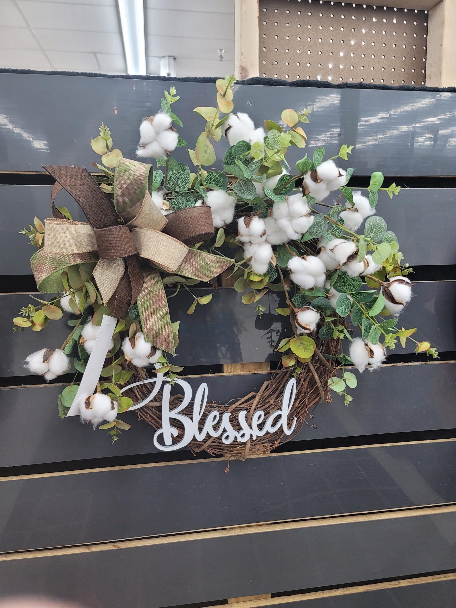 Cotton Wreath on Grapevine Base Etsy