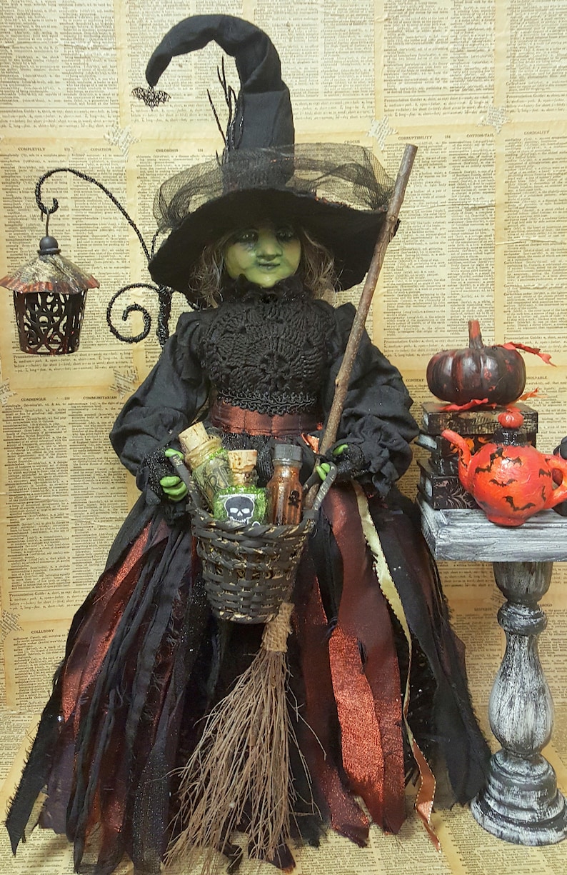 HOLD for Scarlet MoonHalloween Witch Art DollOOAK Original Etsy