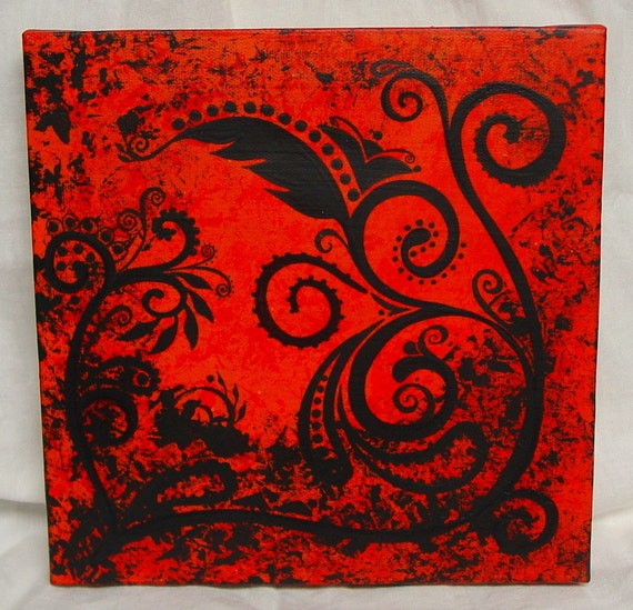 Items similar to Orange and Black Wall Art Set of 2 on Etsy