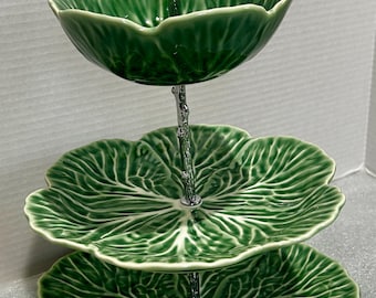 Soporte de servir escalonado con forma de repollo verde, platos reconfigurables, hermoso para cualquier mesa, gran regalo para el Día de la Madre, boda, cumpleaños
