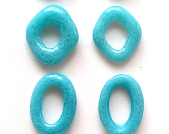 Fused Glass Jewelry Links, 8 Turquoise Colored Assortment