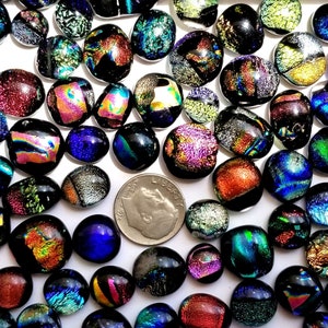 50 Dichro Dot Cabochons, Fused Glass Jewelry