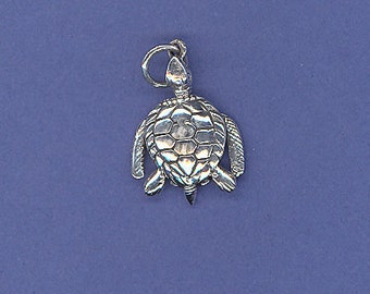 Sterling Silver Sea Turtle Charm, Silver Jewelry, Pendant, Necklace