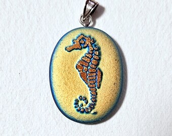 Dichroic Seahorse Pendant, Dichroic jewelry, Glass Pendant, Seahorse Necklace