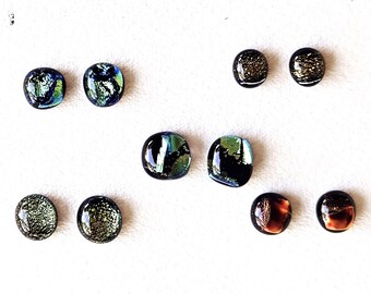 Dichroic Cabs - 5 Pairs, Dichroic jewelry, fused glass cabs, dichro dots, dichro earrings