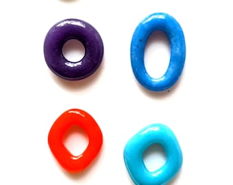 Fused Glass Jewelry Links, 8 Colorful Assortment