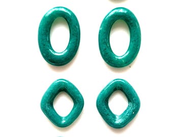 Fused Glass Jewelry Links, 8 Green Colored Assortment