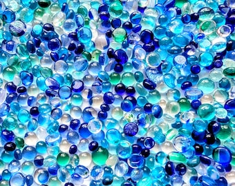 COE 90 Ocean Blues Glass Dots, 2 ounces,  Fusable Glass Dots, glass fusing