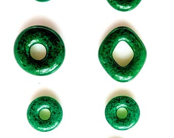 Fused Glass Jewelry Links, 8 Jade Colored Assortment