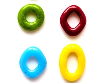 Fused Glass Jewelry Links, 8 Colorful Assortment