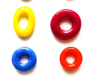 Fused Glass Jewelry Links, 8 Colorful Assortment