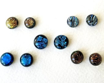 Dichroic Cabs - 5 Pairs, Dichroic jewelry, fused glass cabs, dichro dots, dichro earrings