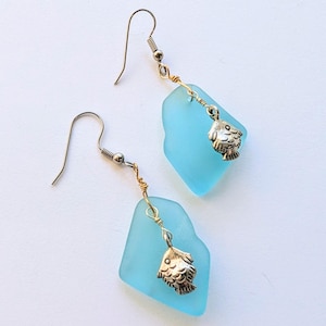 Aqua &quot;Sea Glass&quot; Earrings, Beach Glass Jewelry, Silver Earrings