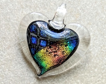 Dichroic Glass Heart Pendant, Dichroic jewelry, Glass Pendant,