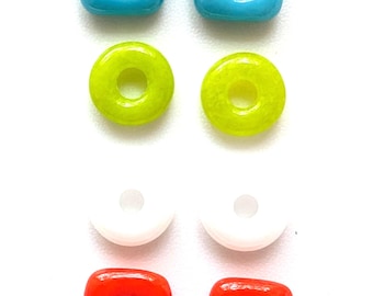 Fused Glass Jewelry Links, 8 Small Colorful Assortment